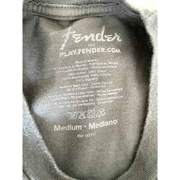 Fender Logo T-Shirt Gray Medium Guitar Music Tee - Picture 5 of 6